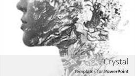  Presentation with black woman - PPT theme consisting of paintography double exposure of woman's profile dissolving into hand drawn leaves black and white background and a light gray colored foreground