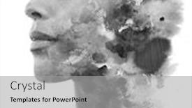  Presentation with black ink - PPT theme enhanced with paintography-double-exposure-of-woman background and a light gray colored foreground