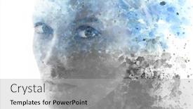  Presentation with black ink - PPT theme consisting of paintography-double-exposure-portrait-photograph background and a light gray colored foreground