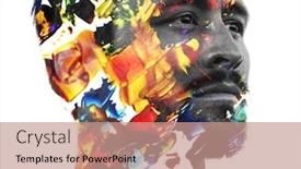  Presentation with strong - PPT theme featuring paintography-double-exposure-portrait background and a coral colored foreground