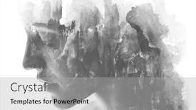  Presentation with black ink - Slides featuring paintography-double-exposure-profile-portrait background and a light gray colored foreground