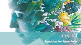  Presentation with painting - Audience pleasing presentation design consisting of paintography-portrait-of-a-woman backdrop and a teal colored foreground