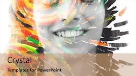  Presentation with artwork - Amazing slide deck having paintography portrait photography combined backdrop and a coral colored foreground