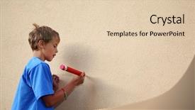  Presentation with red blue yellow - Theme featuring paints by big red pencil background and a lemonade colored foreground