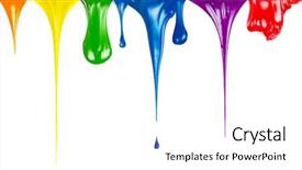  Presentation with dripping paint - Colorful presentation enhanced with paints dripping isolated on white backdrop and a white colored foreground