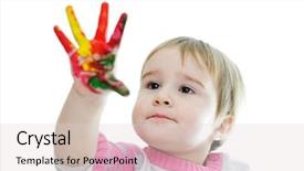  Presentation with hand print - Presentation theme enhanced with paints ready for hand print background and a lemonade colored foreground