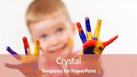  Presentation with colorful hand prints - PPT layouts enhanced with paints ready for hand prints background and a coral colored foreground