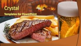  Presentation with beer - Slide deck featuring picanha with fries and beer background and a tawny brown colored foreground