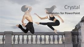  Presentation with ballet - Cool new slide deck with pair ballet dancer series on sky background backdrop and a light gray colored foreground