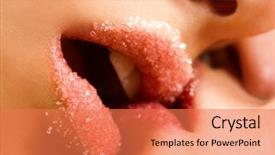  Presentation with pair - PPT layouts with hot sex - closeup of pair girl mouths background and a coral colored foreground