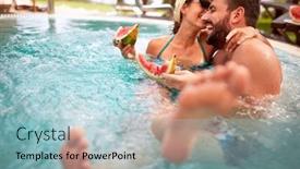  Presentation with loving hearts love heart candy - Amazing presentation theme having pair in love having fun in swiming pool backdrop and a light blue colored foreground