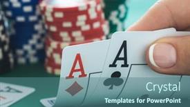  Presentation with poker chips - Beautiful slide set featuring pair-of-aces-with-chips backdrop and a ocean colored foreground