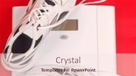  Presentation with running shoes - Presentation theme having pair-of-athletic-running-shoes background and a lemonade colored foreground