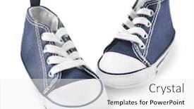  Presentation with sneakers - Slide deck featuring pair of baby sneakers on white background background and a white colored foreground
