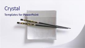  Presentation with chopsticks - PPT theme featuring pair of black chopsticks background and a sky blue colored foreground