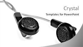  Presentation with pure white - Presentation design having pair of black earphones on a pure white background with space for text background and a white colored foreground