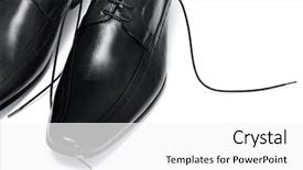  Presentation with leather shoes - Audience pleasing theme consisting of pair of black leather shoes backdrop and a white colored foreground