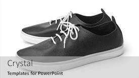  Presentation with leather shoes - Colorful slide set enhanced with pair-of-black-leather-sport backdrop and a light gray colored foreground