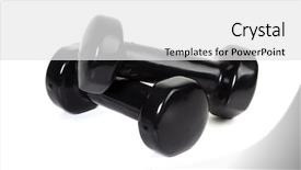  Presentation with rubber - Cool new slides with pair of black rubber-coated black dumbbells isolated on white background backdrop and a white colored foreground