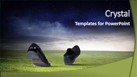  Presentation with black road - PPT theme with pair of black shoes walking background and a  colored foreground