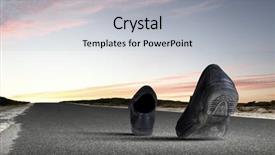  Presentation with road pavement - Audience pleasing theme consisting of pair of black shoes walking backdrop and a  colored foreground