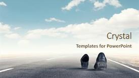 Presentation with black road - Cool new presentation with pair of black shoes walking on road backdrop and a cream colored foreground
