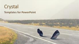  Presentation with black road - PPT theme having pair of black shoes walking on road background and a cream colored foreground