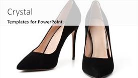  Presentation with black white - Presentation theme with pair-of-black-suede-high background and a white colored foreground