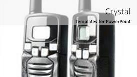  Presentation with walkie talkie - Amazing PPT theme having pair-of-black-walkie-talkie backdrop and a white colored foreground