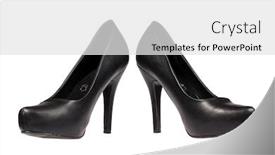  Presentation with black women - Cool new slides with pair of black women's heel shoes isolated over white with clipping path backdrop and a white colored foreground
