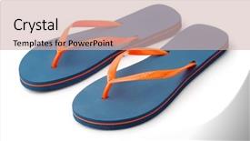  Presentation with pair - Theme with pair of blue flip flops background and a soft green colored foreground