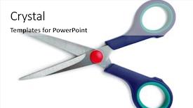  Presentation with pair of hands - Amazing PPT layouts having pair of blue handled scissors backdrop and a white colored foreground