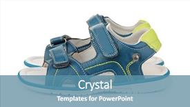  Presentation with nutrition and kids - Slide set featuring pair of blue kids sandals background and a teal colored foreground
