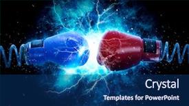  Presentation with boxing ring - Slide deck featuring pair of boxing gloves hangs background and a navy blue colored foreground