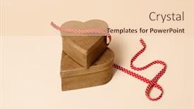  Presentation with gift ribbon - Presentation theme having pair-of-brown-heart-shaped background and a lemonade colored foreground