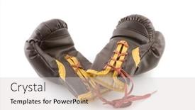  Presentation with brown leather - Presentation having pair-of-brown-leather-boxing background and a light gray colored foreground