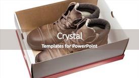  Presentation with leather shoes - Slide set featuring pair of brown leather shoes background and a tawny brown colored foreground