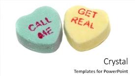  Presentation with bitter - Colorful PPT layouts enhanced with pair of candy hearts backdrop and a white colored foreground