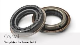  Presentation with oil pollution on sea - Audience pleasing presentation consisting of pair-of-car-oil-seal backdrop and a light gray colored foreground