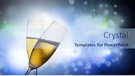  Presentation with flutes - Audience pleasing slides consisting of pair of champagne flutes making a toast backdrop and a light blue colored foreground