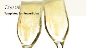 Presentation with flutes - Audience pleasing PPT theme consisting of pair of champagne flutes making a toast backdrop and a blonde colored foreground
