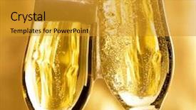  Presentation with flutes - Slides having pair of champagne flutes making a toast background and a gold colored foreground