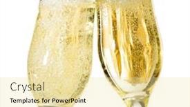 Presentation with flutes - PPT layouts featuring pair of champagne flutes making a toast background and a blonde colored foreground