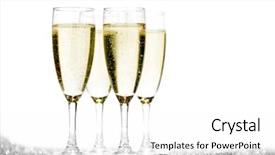  Presentation with flutes - Slides consisting of pair of champagne flutes on shiny glitter background background and a white colored foreground