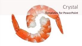  Presentation with shrimps - Presentation design featuring pair of cooked shrimps elegant arranged isolated on white with clipping path background and a lemonade colored foreground