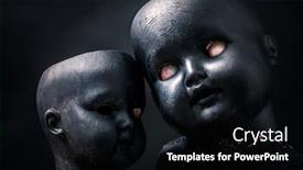 Presentation with creepy - Presentation featuring pair-of-creepy-dolls background and a black colored foreground