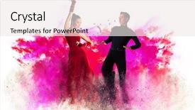  Presentation with dancing - PPT theme featuring pair of dancers dancing ballroom background and a sky blue colored foreground