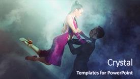  Presentation with dance beautiful couple dancing ballroom - Slide deck consisting of pair of dancers dancing ballroom background and a ocean colored foreground