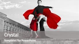  Presentation with concert band dancing - Slide deck enhanced with pair of dancers dancing ballroom background and a  colored foreground