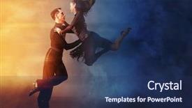  Presentation with dancing - Beautiful PPT theme featuring pair of dancers dancing ballroom backdrop and a  colored foreground